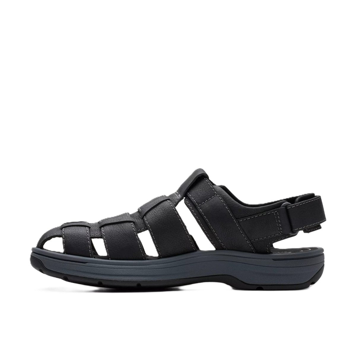 Clarks Men's Salt Way Cove Black Leather Sandals 3