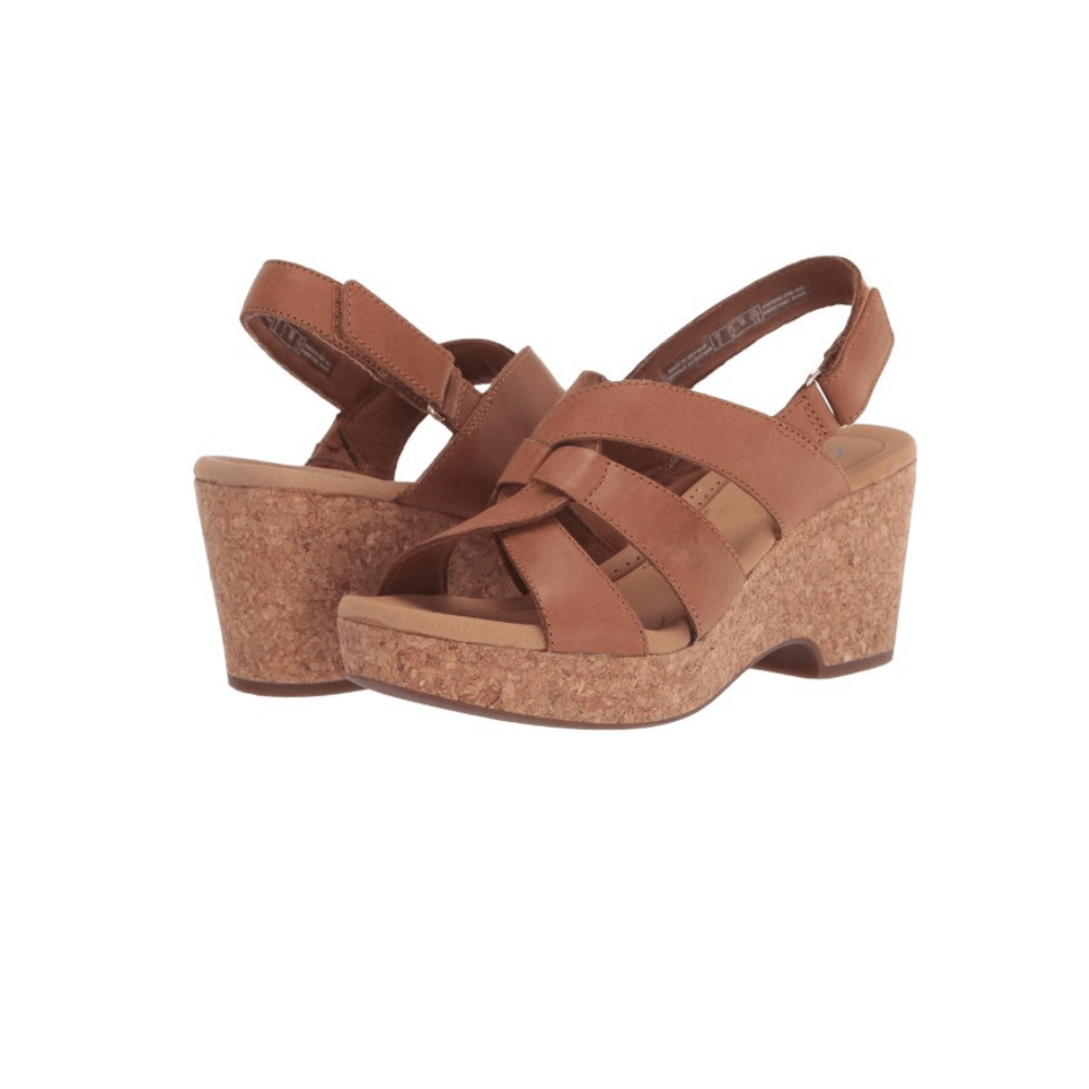 Clarks Women's Giselle Beach Tan Leather Wedge Sandal 26164796 4