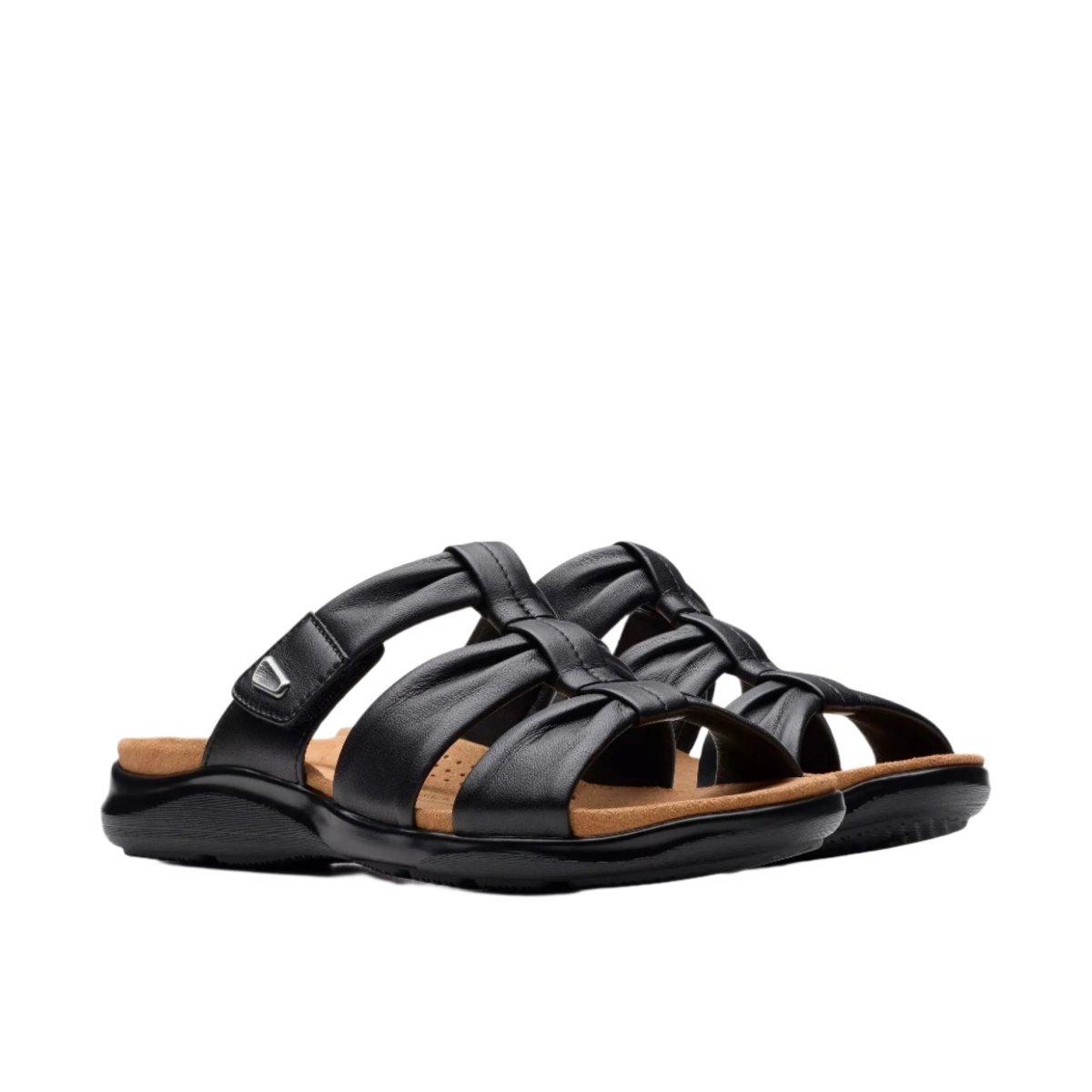 Clarks Women's Kitly Slide Sandals Black Leather Sandal 4