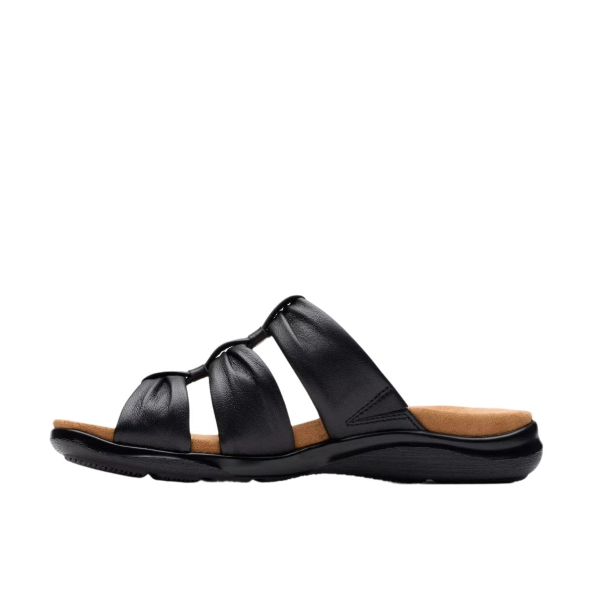 Clarks Women's Kitly Slide Sandals Black Leather Sandal 2
