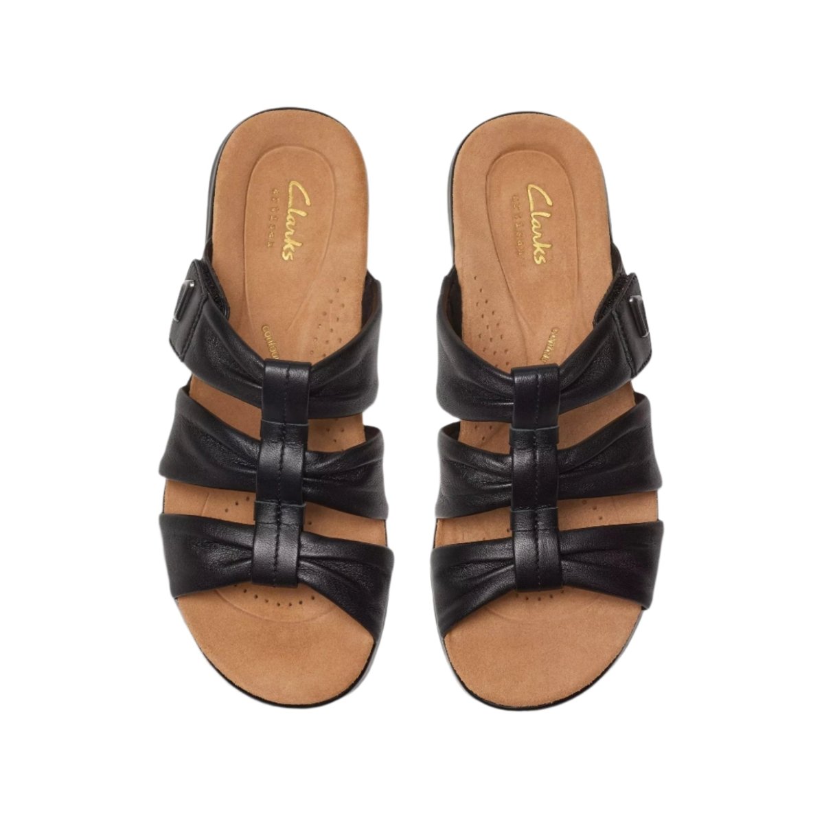 Clarks Women's Kitly Slide Sandals Black Leather Sandal 6