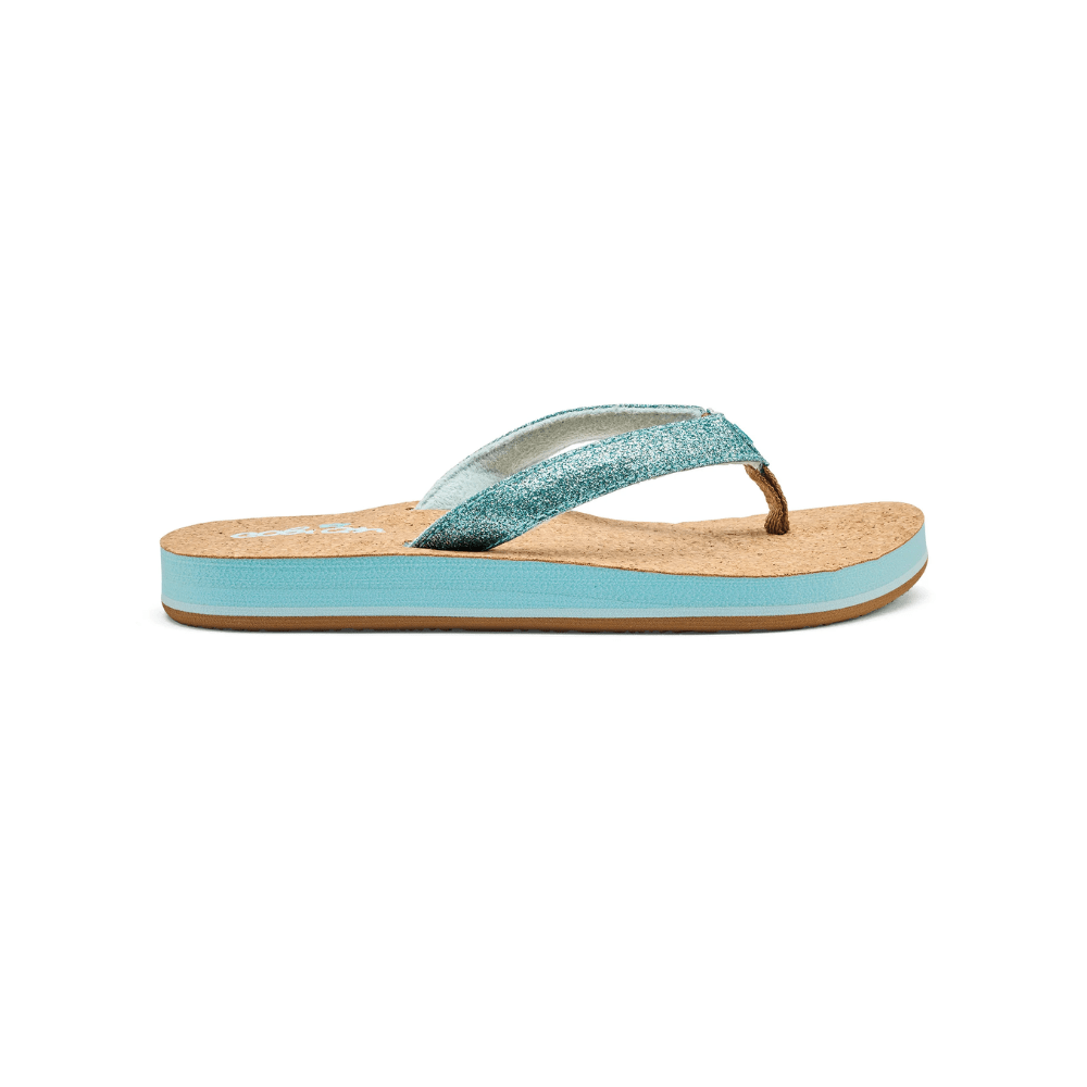 Cobian Girls Lil' Capri Glittered strap sandal Cork Sole Sandal - Blue 1