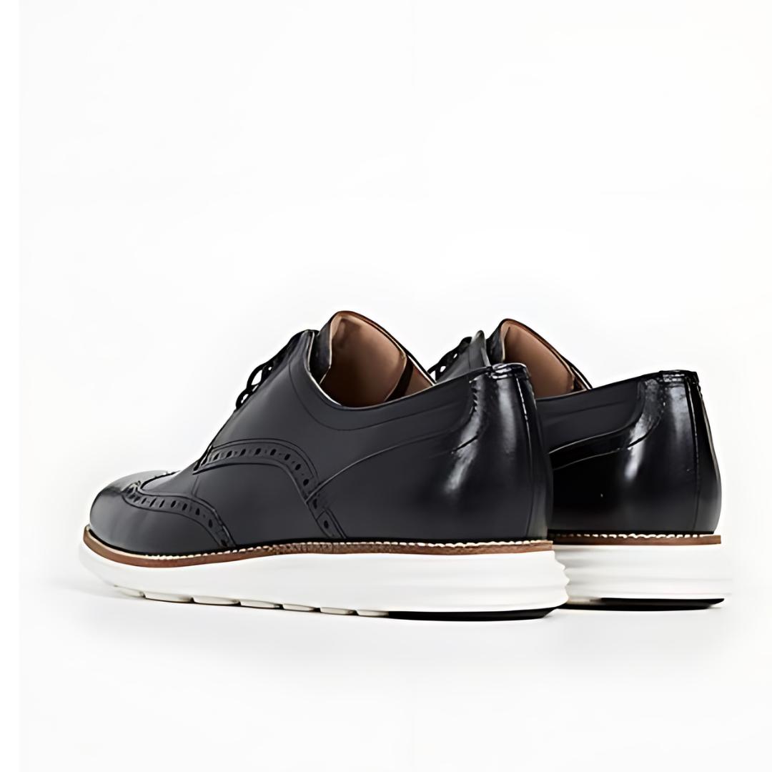 Cole Haan Men Original Grand Wingtip Oxford Leather Black White Shoes 2