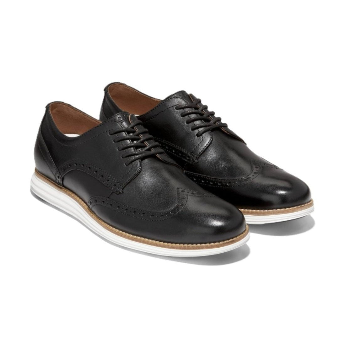 Cole Haan Men Original Grand Wingtip Oxford Leather Black White Shoes 1
