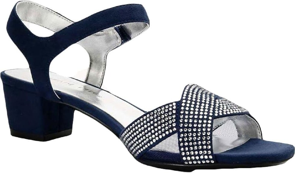 David Tate Rain Navy Nova Suede Block Heeled Casual Women's Sandals 1