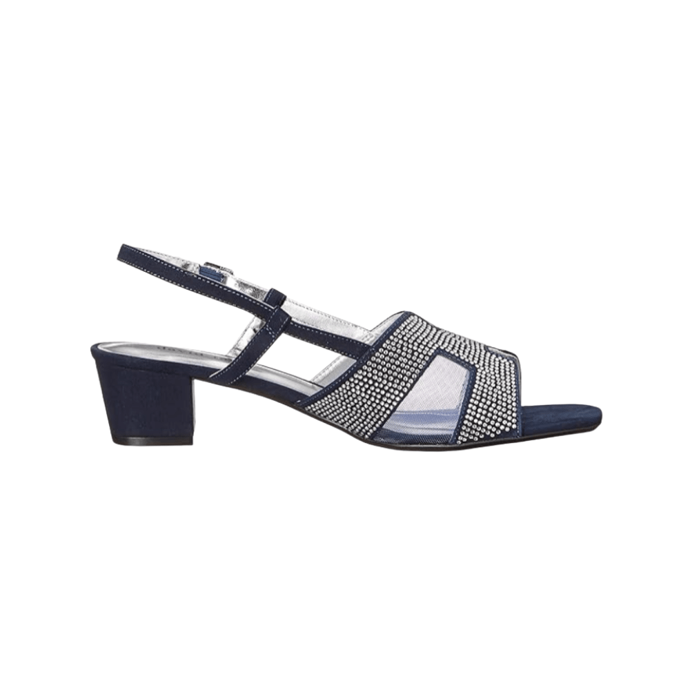 David Tate Rain Navy Nova Suede Block Heeled Casual Women's Sandals 1