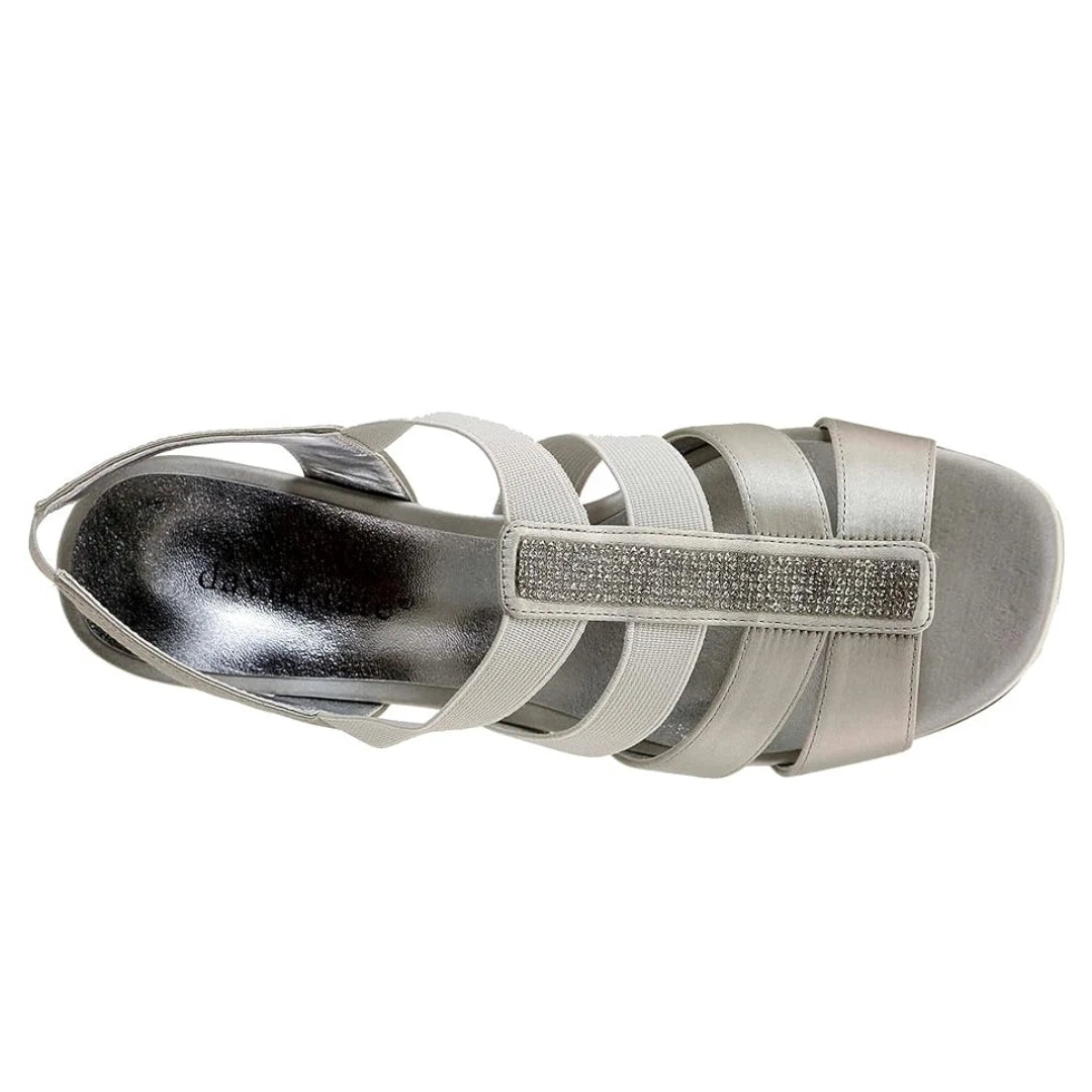 David Tate Women's Casual Sophisticated Sandals I Eve Silver Satin 5