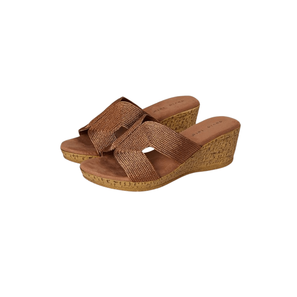 David Tate Women's Vibe Wedge Slide Sandal - Bronze Rayon Fabric 5