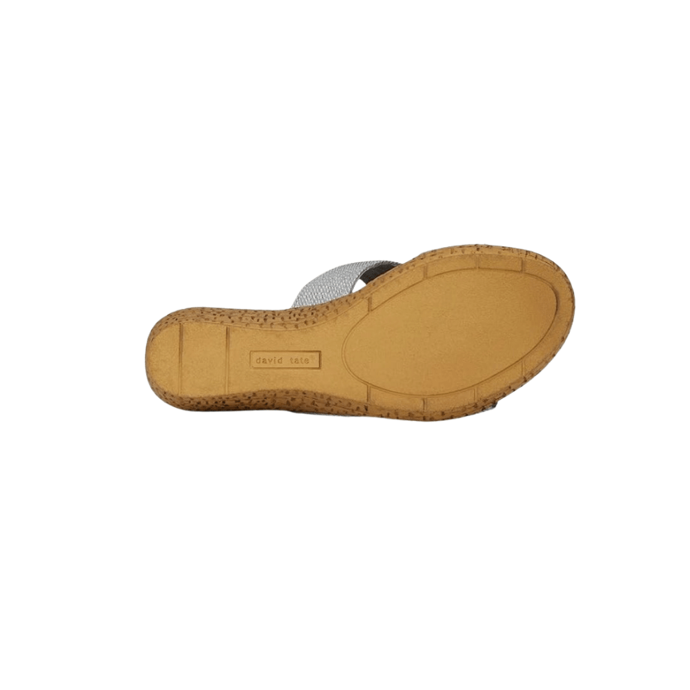 David Tate Women's Vibe Wedge Slide Sandal - Silver Rayon Fabric 7