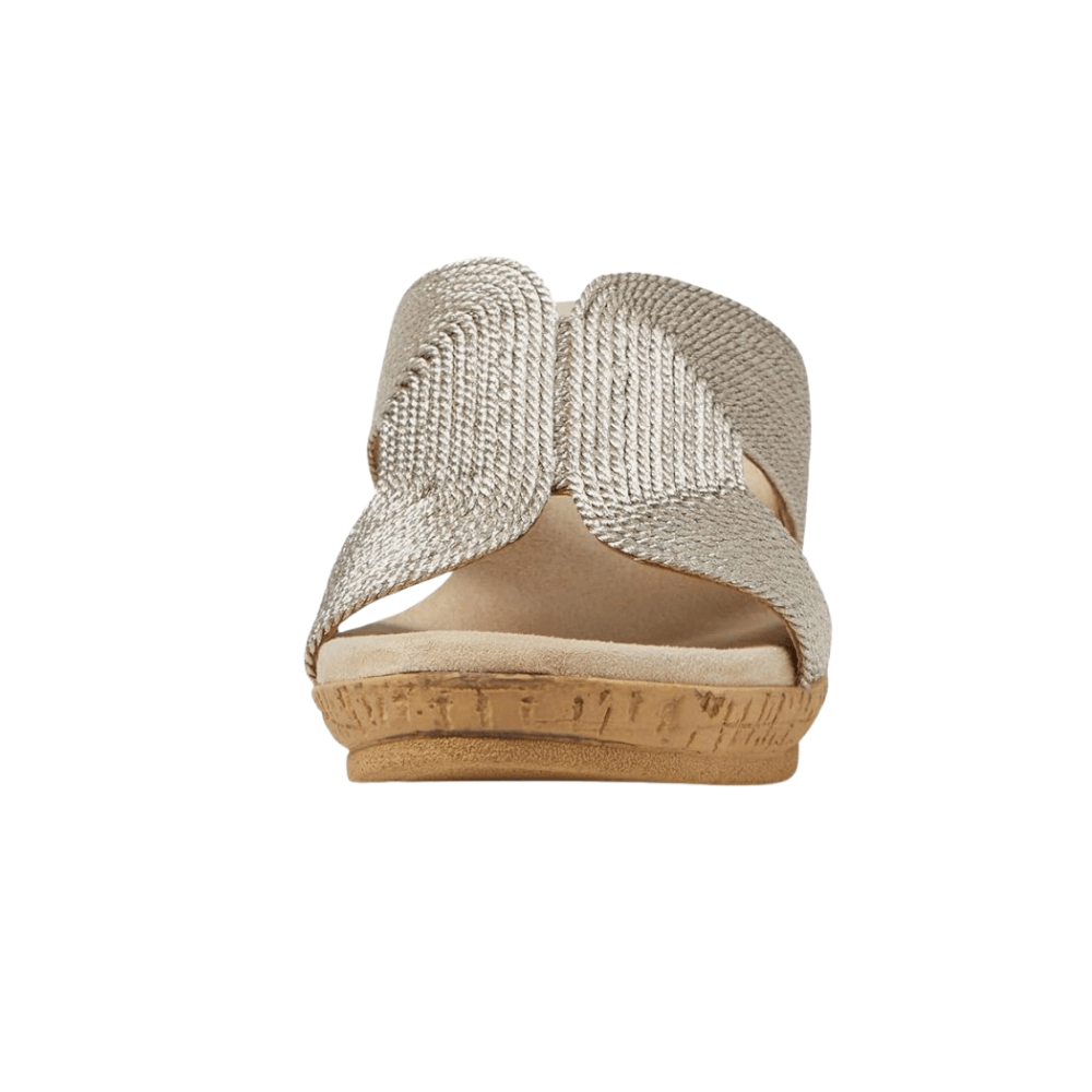 David Tate Women's Vibe Wedge Slide Sandal - Wheat Rayon Fabric 3