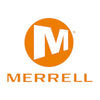 Merrell logo with an orange circle and white letter 'M' on a white background