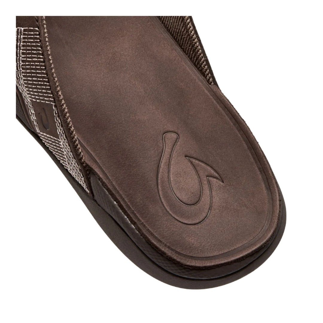 Olukai Men's Tuahine Waterproof Leather Sandals Dark Wood 3