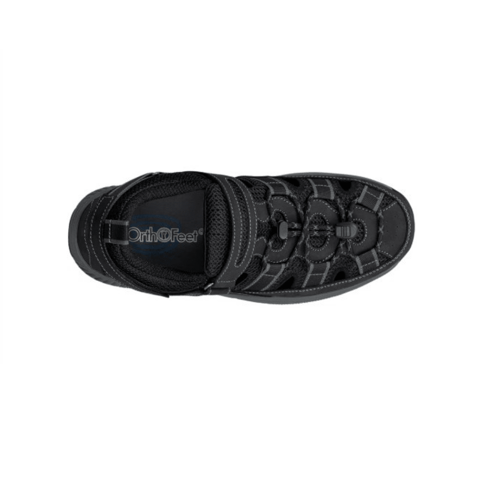 Orthofeet Clearwater Men's Fisherman Sandals Black 4