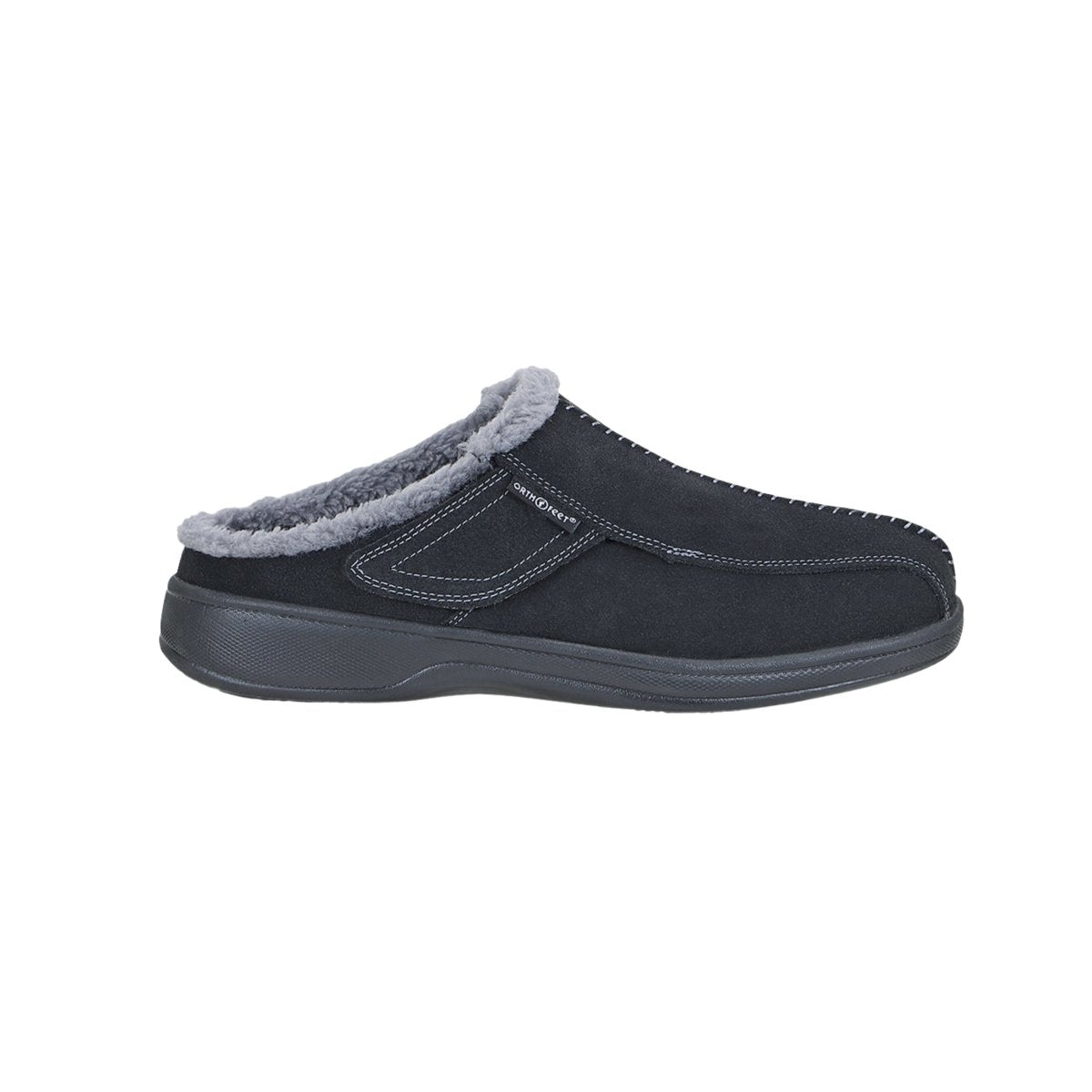 Orthofeet Men’s Asheville Custom Orthotic Compatible Slippers – Black 1