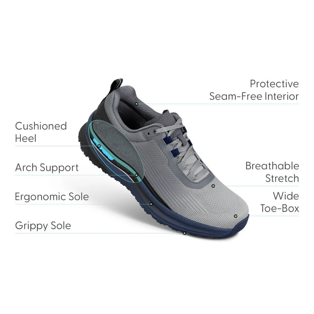 Orthofeet Men’s Race – Grey / Navy 27004Wide 4