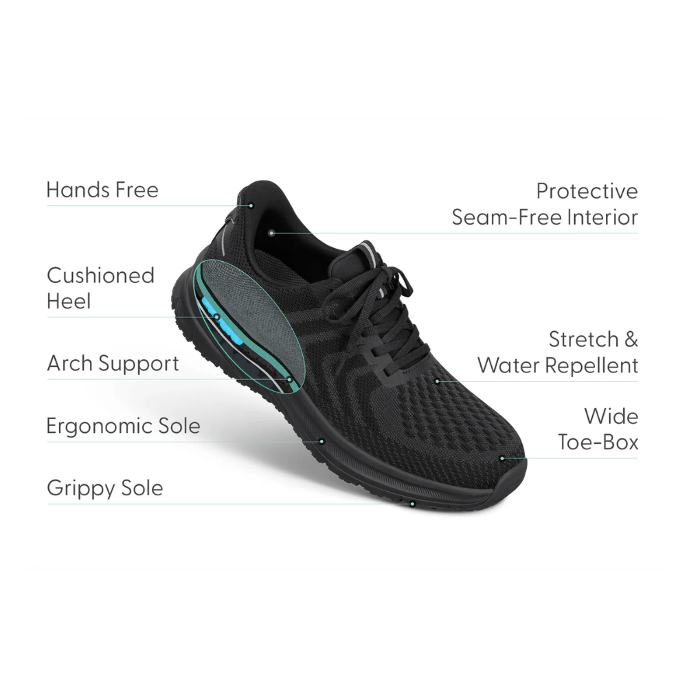Orthofeet Men’s Tilos Hands‑Free Athletic Sneaker – Black 20018M 2