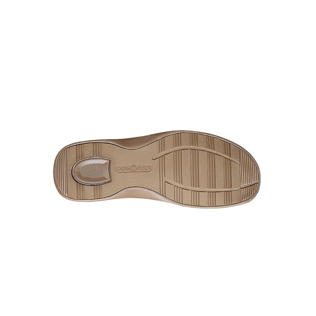 Orthofeet Men's Tuscany Classic suede moccasin slippers with faux fur Brown Shoes 3