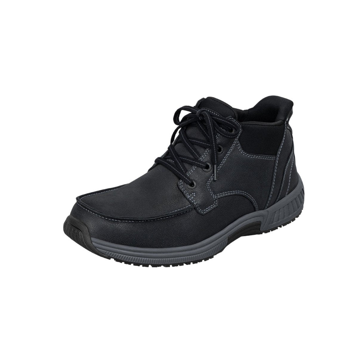 Orthofeet Men’s Verno Hands-Free Orthopedic Leather Boots – Black 3