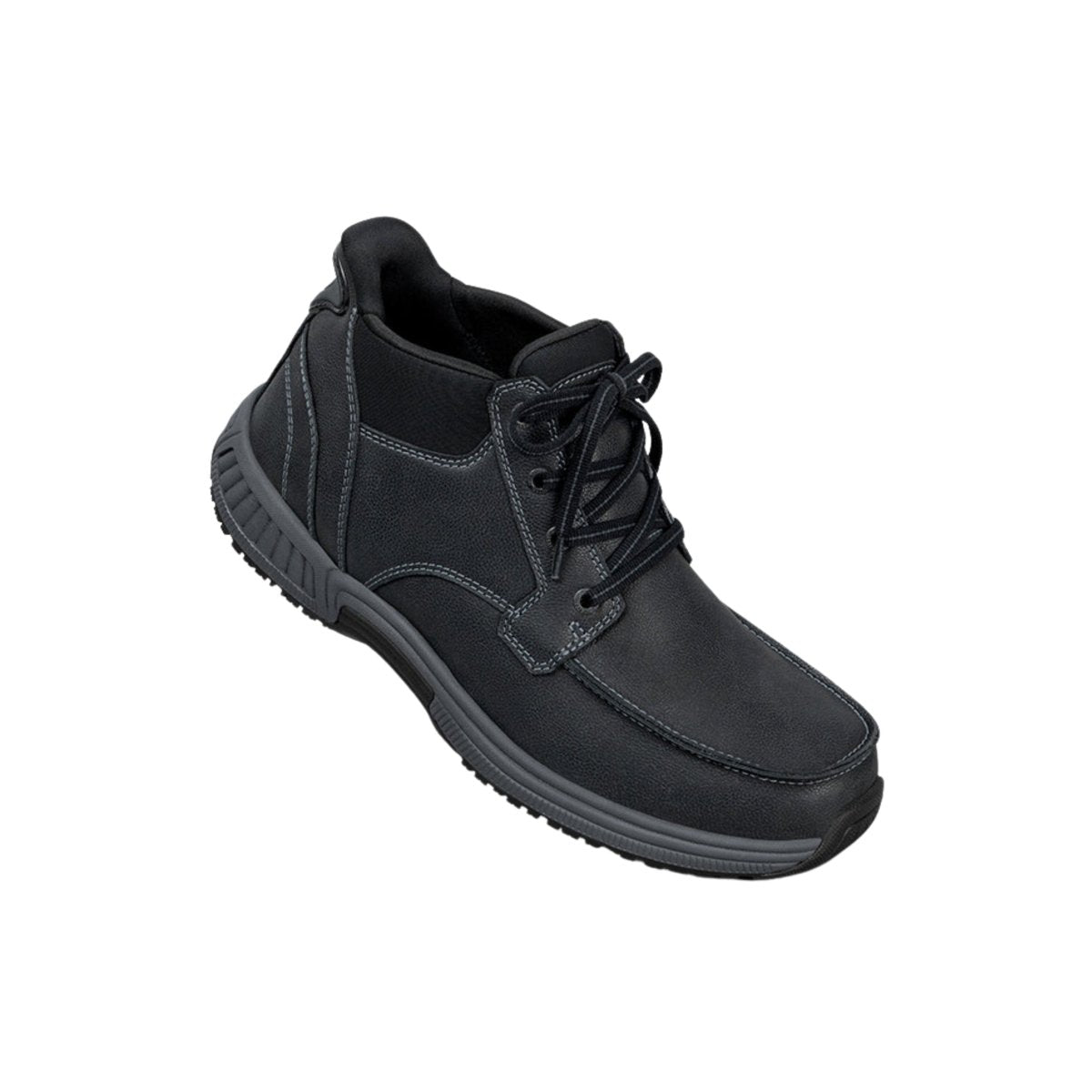 Orthofeet Men’s Verno Hands-Free Orthopedic Leather Boots – Black 6