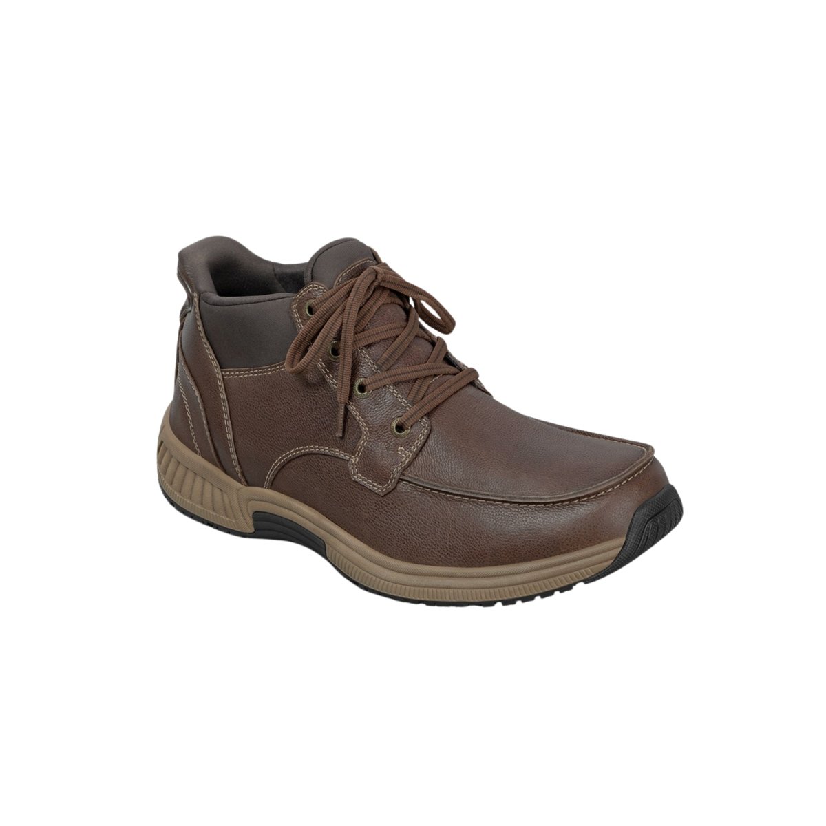 Orthofeet Men's Verno Hands-Free Slip-Resistant Leather Boot – Brown 3