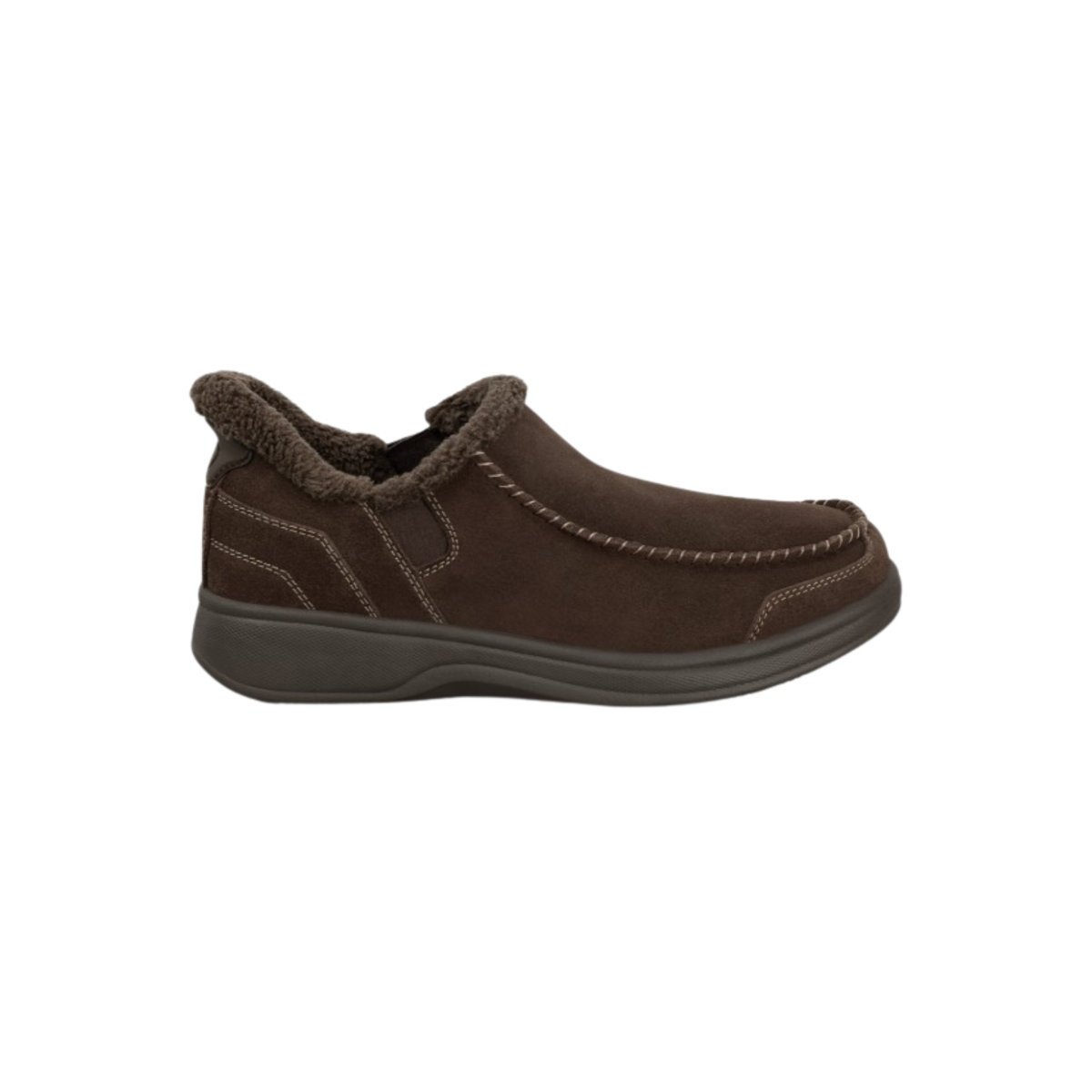 Orthofeet Men's Vito Hands-Free Suede Slipper-Shoe – Chocolate 1