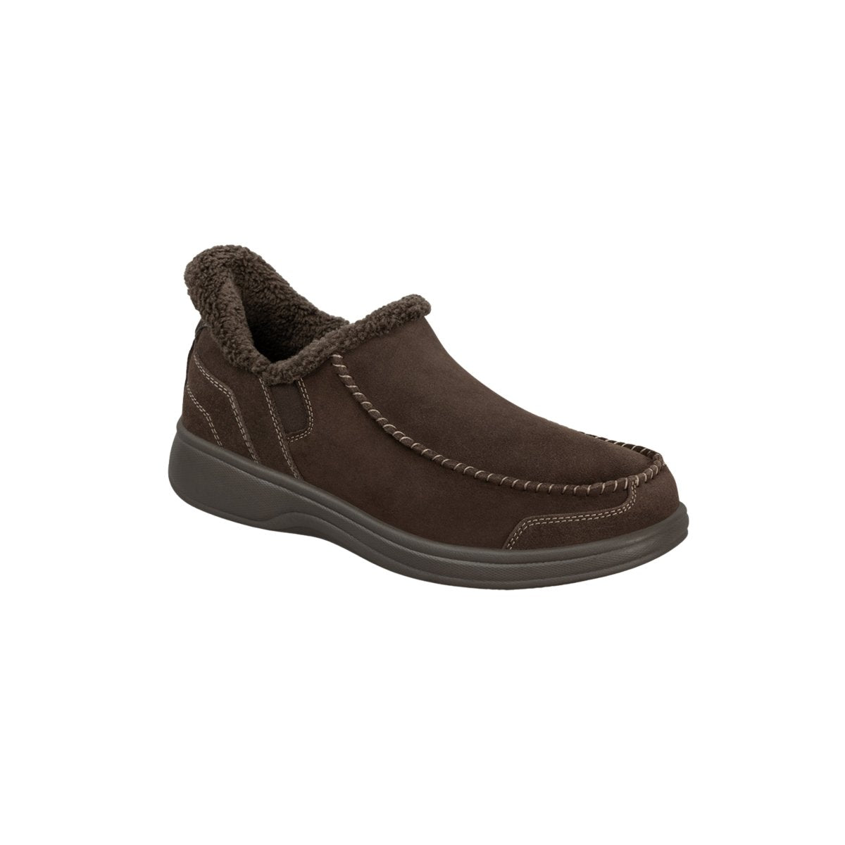 Orthofeet Men's Vito Hands-Free Suede Slipper-Shoe – Chocolate 6