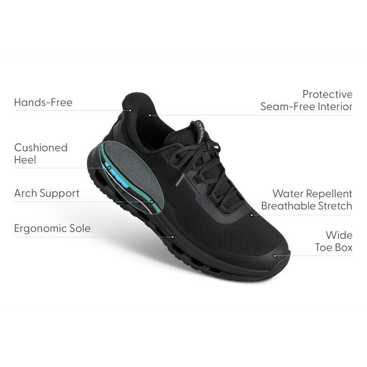Orthofeet Shoe Journey Men’s Hands-Free Sneaker - Black/Black - Ergonomic Slip-On 6