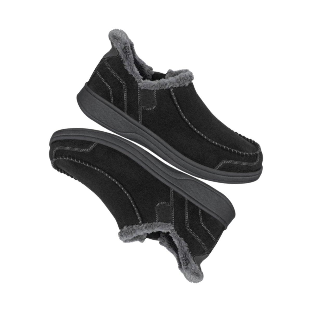 Orthofeet Vito Men's Hands-Free Suede Orthopedic Slipper Shoes - Black 7