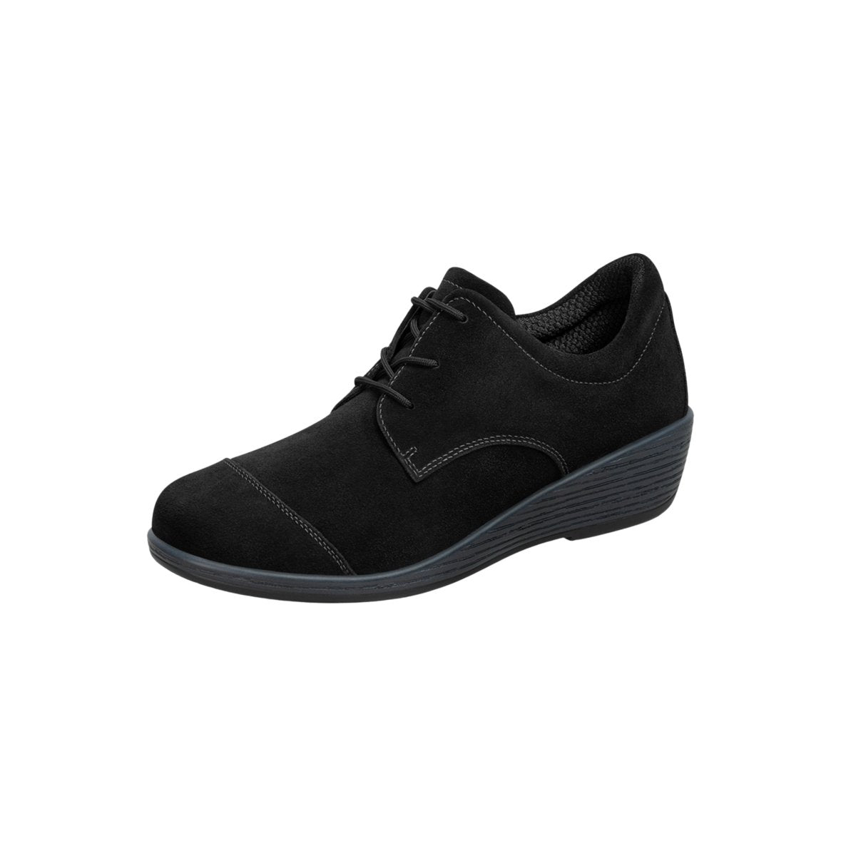 Orthofeet Women's Eleanor - Wedge Casual Oxford Shoe - Black 8