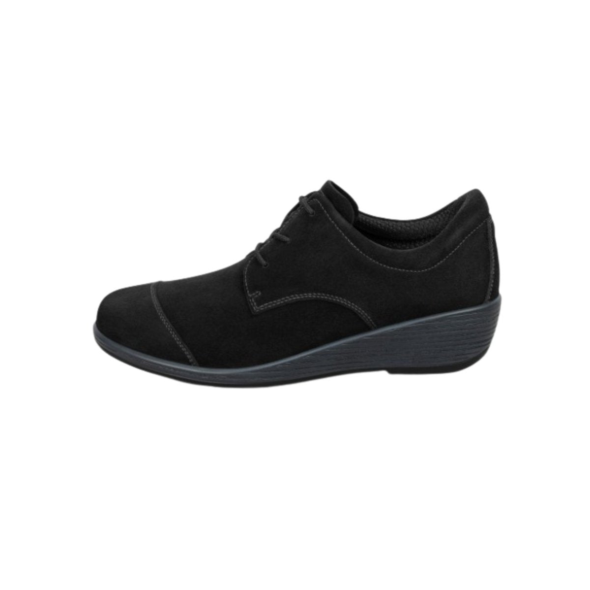 Orthofeet Women's Eleanor - Wedge Casual Oxford Shoe - Black 4