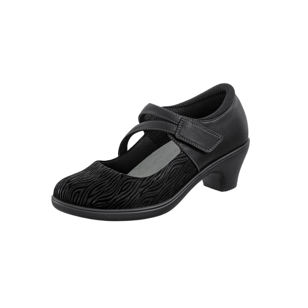 Orthofeet Women's Ella Arch Support Mary Jane Wedge Shoe - Black 2