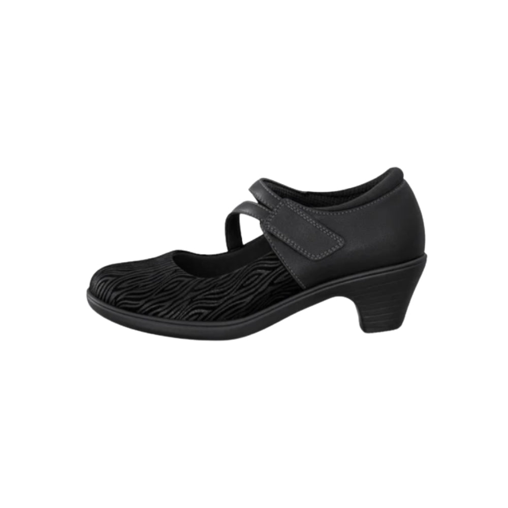 Orthofeet Women's Ella Arch Support Mary Jane Wedge Shoe - Black 8