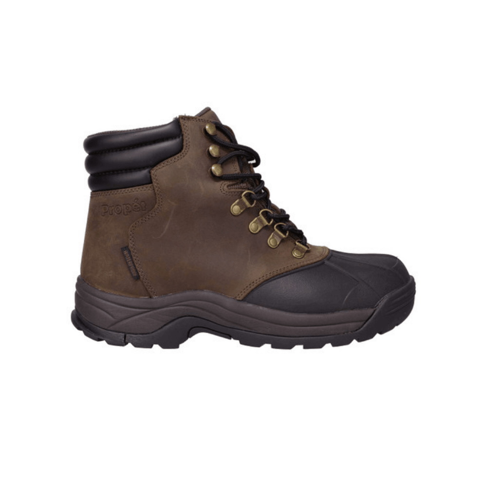 Propét Men’s Blizzard Mid Lace Insulated Winter Boot - Black & Brown/Black 10