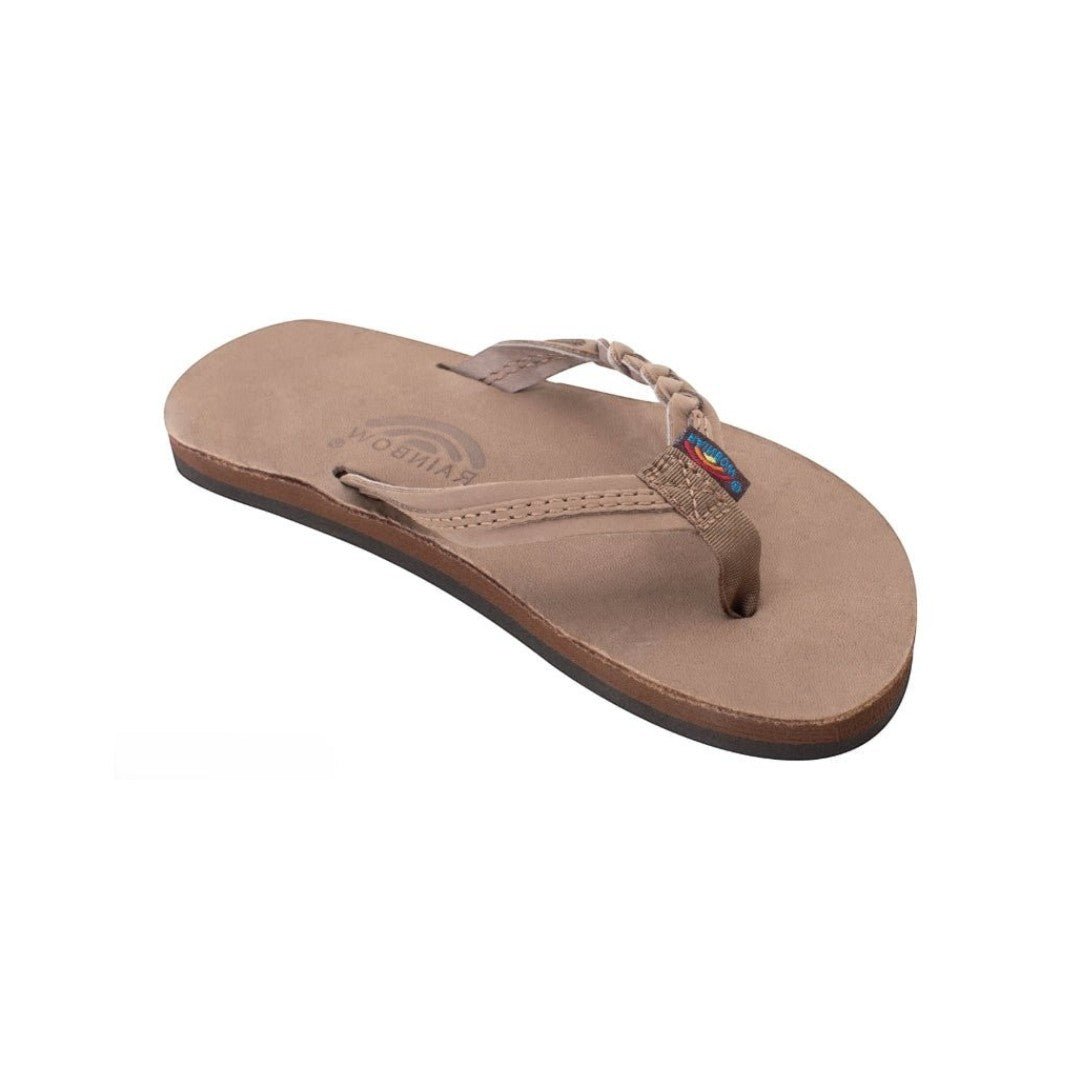 Rainbow Kids Flirty Braidy - Premier Leather Braided 1/2" Strap Dark brown sandal 1