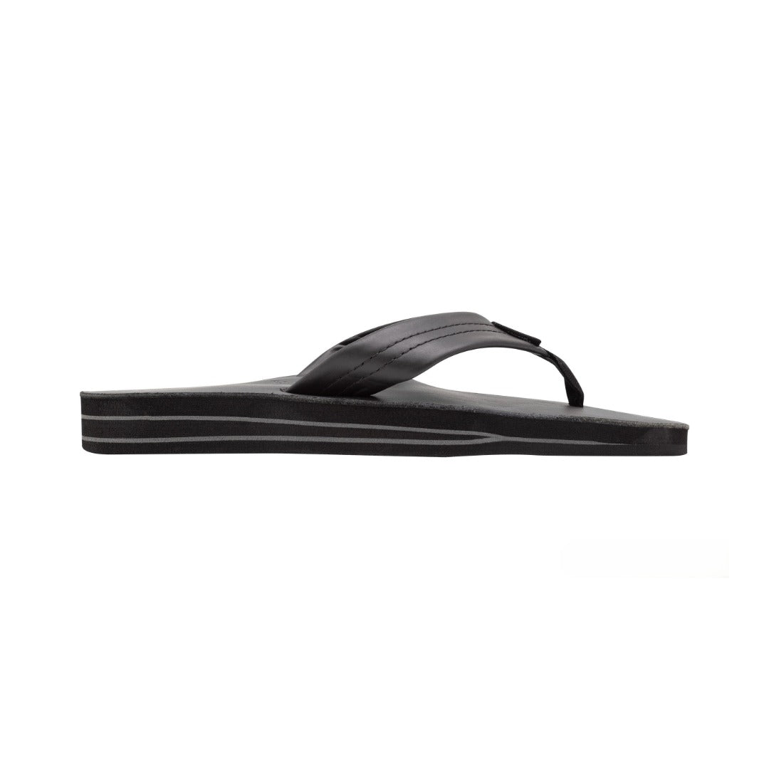 Rainbow Sandals Men's Leather Double Layer Wide Strap Black Flip Flop 2