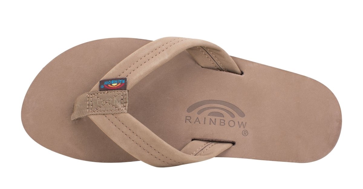 Rainbow Sandals Men's Leather Double Layer Wide Strap Leather Flip Flop -Dark Brown 2