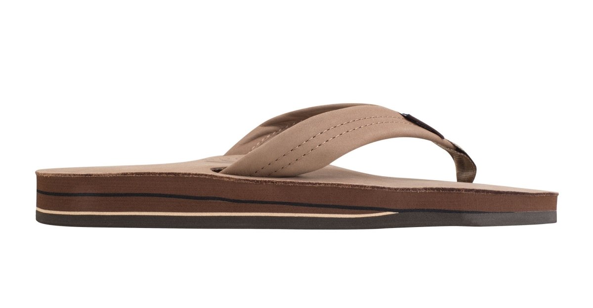 Rainbow Sandals Men's Leather Double Layer Wide Strap Leather Flip Flop -Dark Brown 3