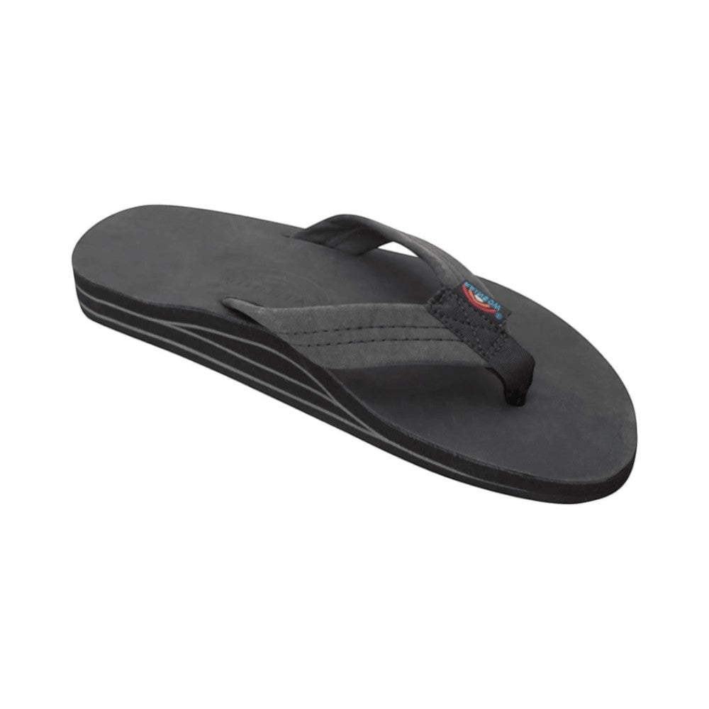 Rainbow Sandals Men's Leather Double Layer Wide Strap Leather Flip Flop - Black 1