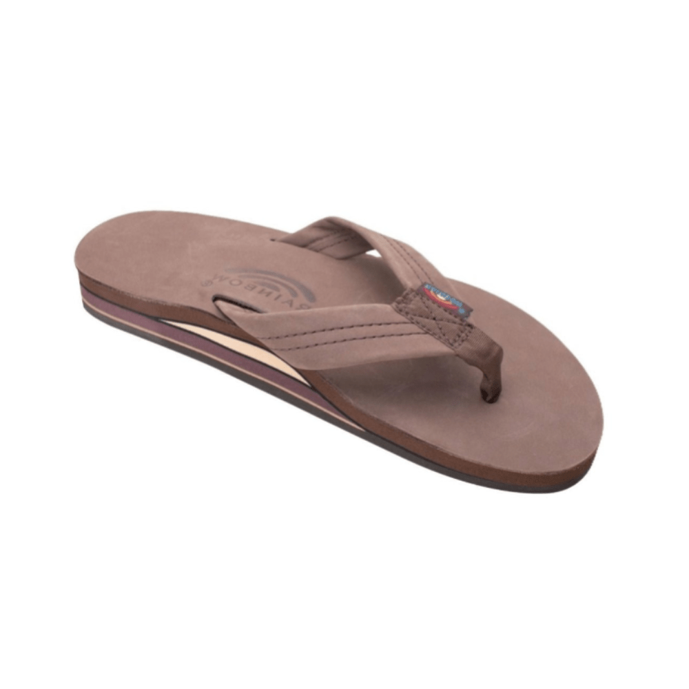 Rainbow Sandals Men's Leather Double Layer Wide Strap Leather Flip Flop - Espresso Brown 1