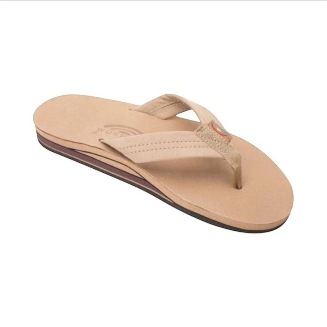 Rainbow Sandals Men's Leather Double Layer Wide Strap Leather Flip Flop - Sierra Brown 1