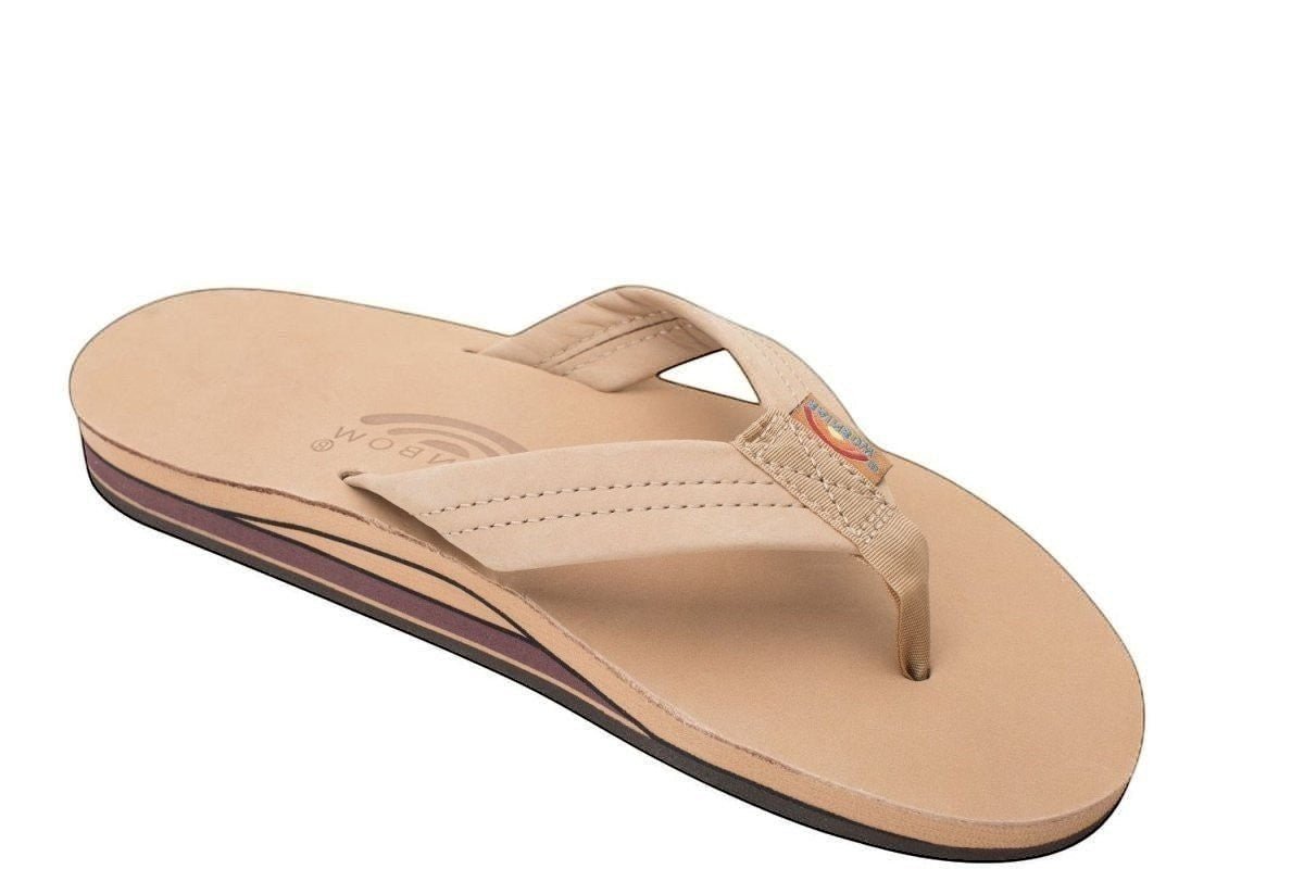 Rainbow Sandals Men's Leather Double Layer Wide Strap Leather Flip Flop - Sierra Brown 7