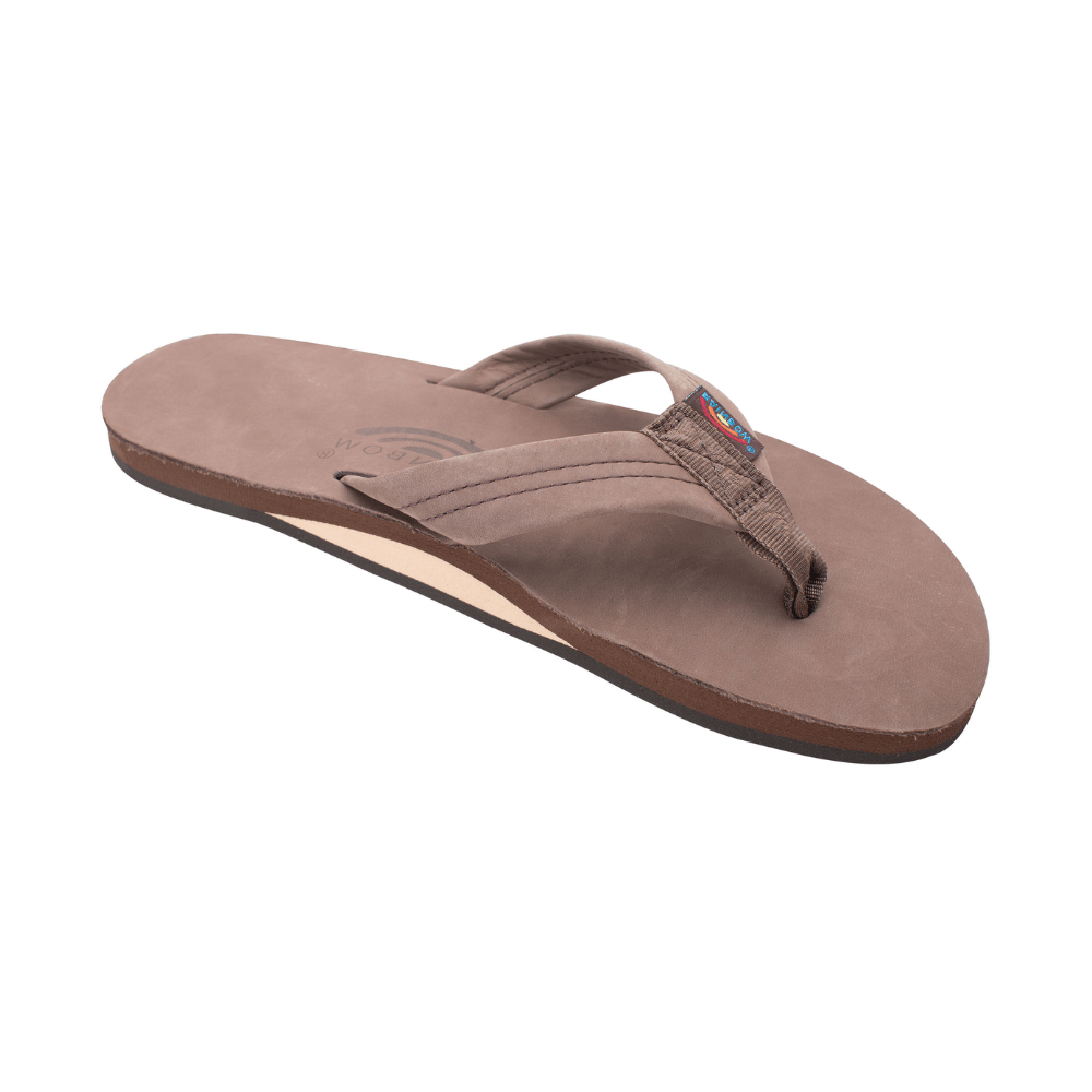 Rainbow Sandals Men's Leather Single Layer Wide Strap Arch Support - Expresso 1