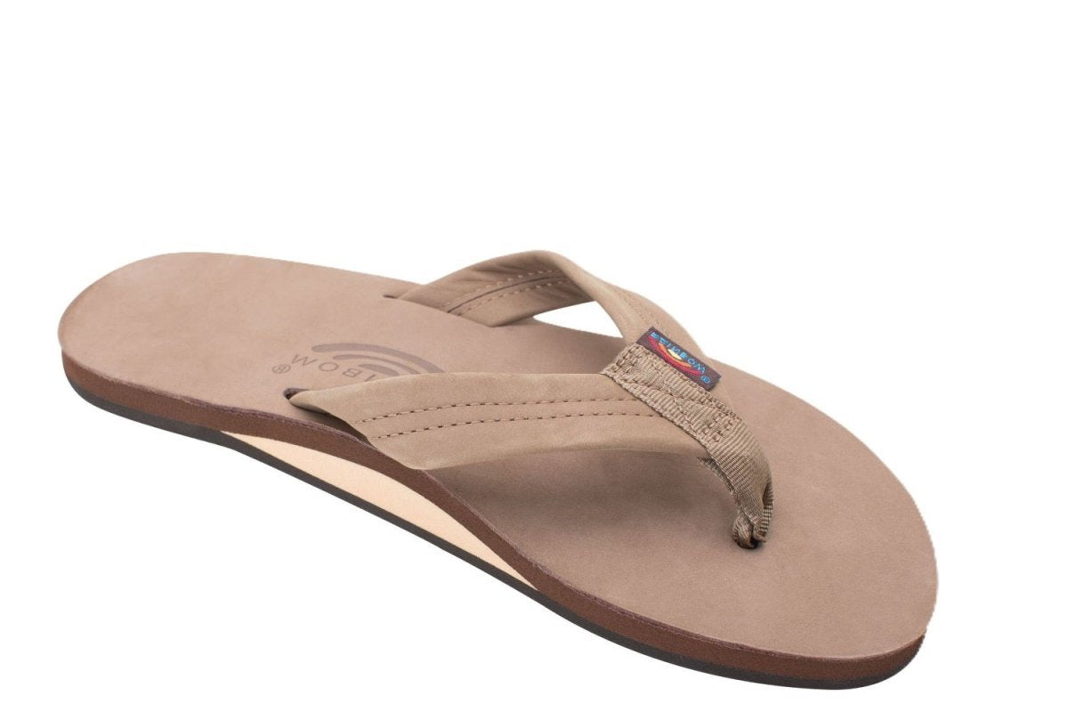 Rainbow Sandals Men's Leather Single Layer Wide Strap Arch Support - Dark Brown 7