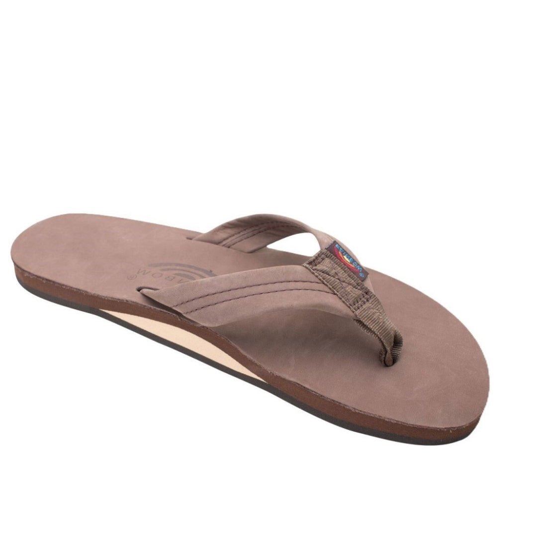 Rainbow Sandals Men's Leather Single Layer Wide Strap Arch Support - Expresso 1