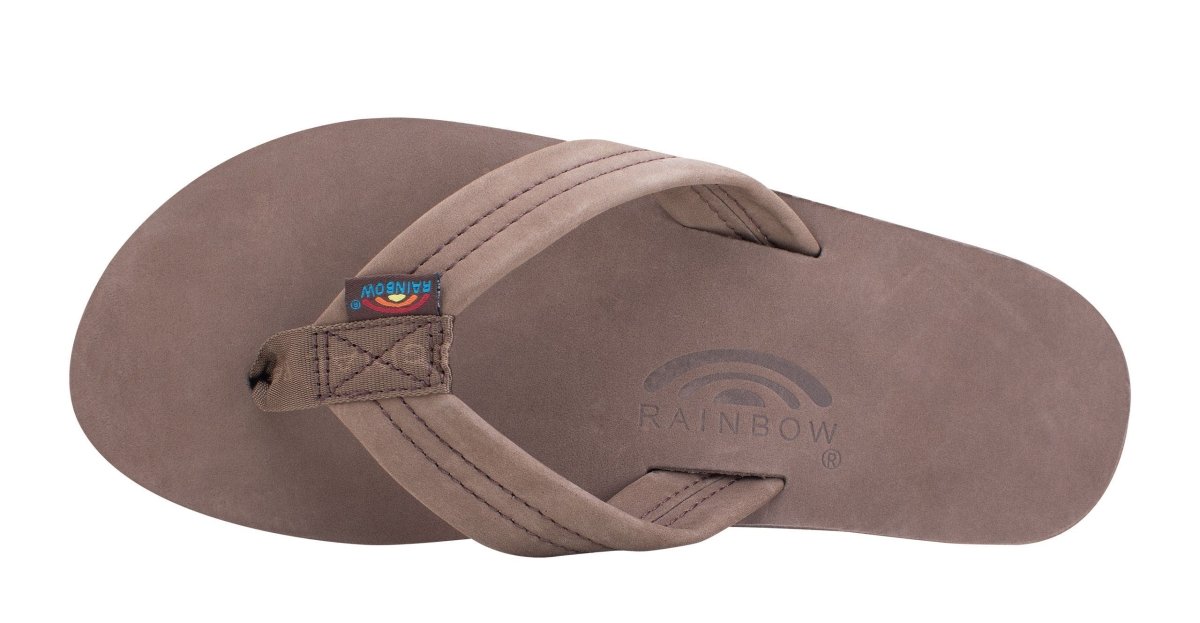 Rainbow Sandals Men's Leather Single Layer Wide Strap Arch Support - Expresso 2