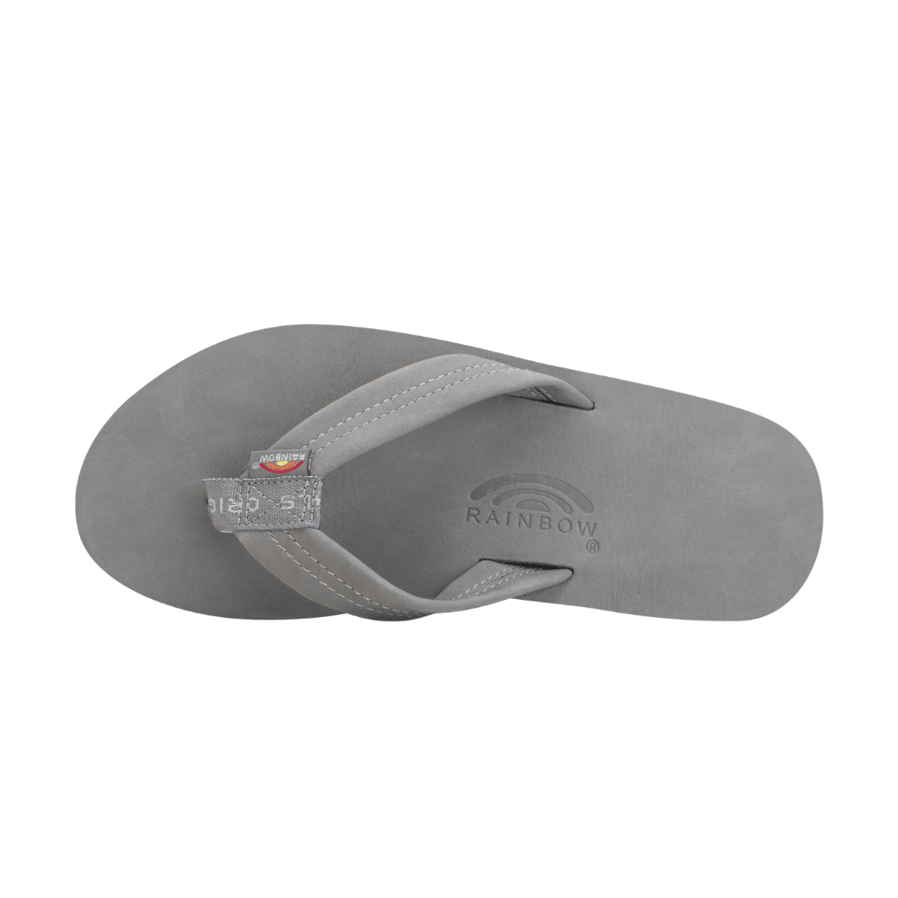 Rainbow Sandals Men's Premier Leather Double Layer Grey Wide Strap Sandal 4
