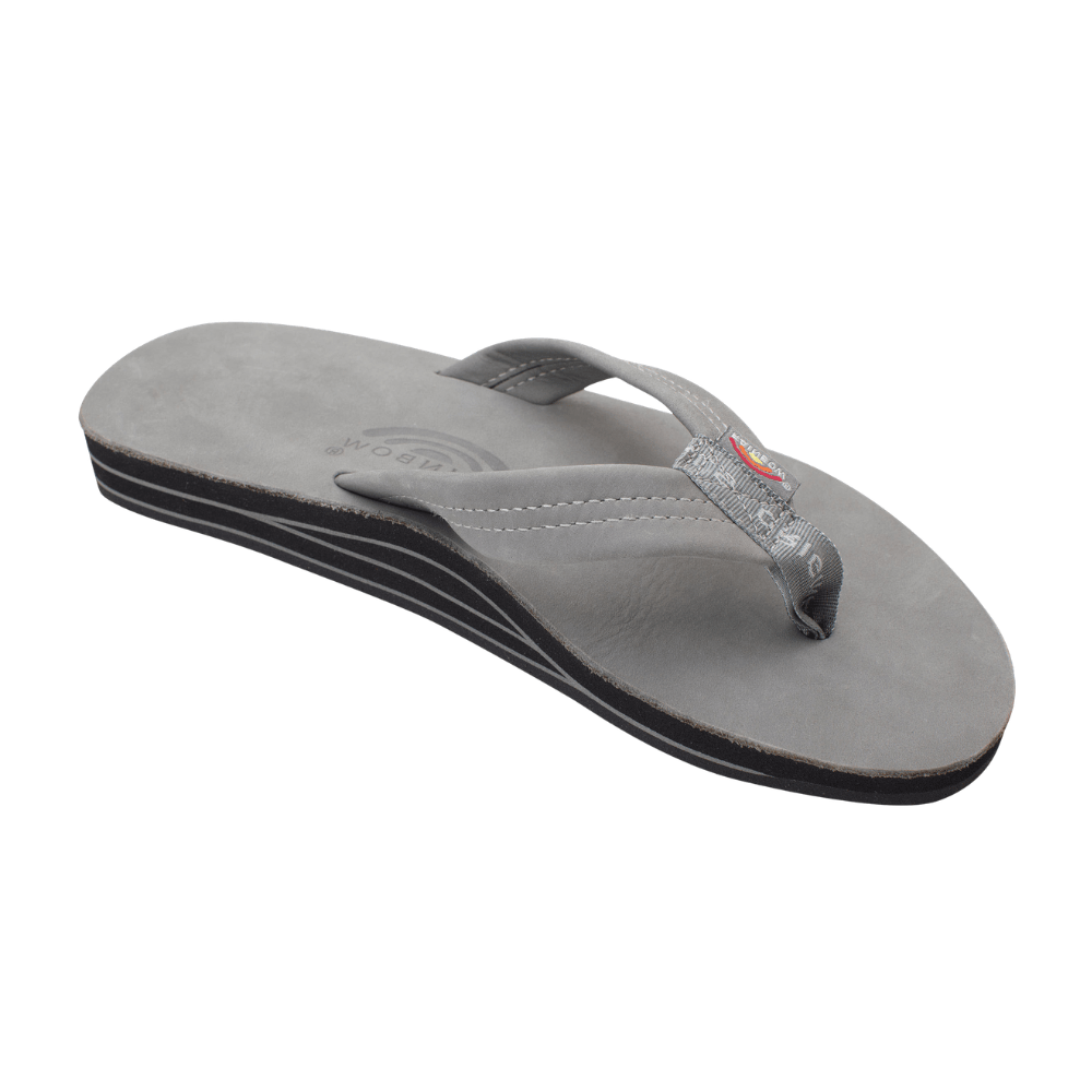 Rainbow Sandals Men's Premier Leather Double Layer Grey Wide Strap Sandal 1