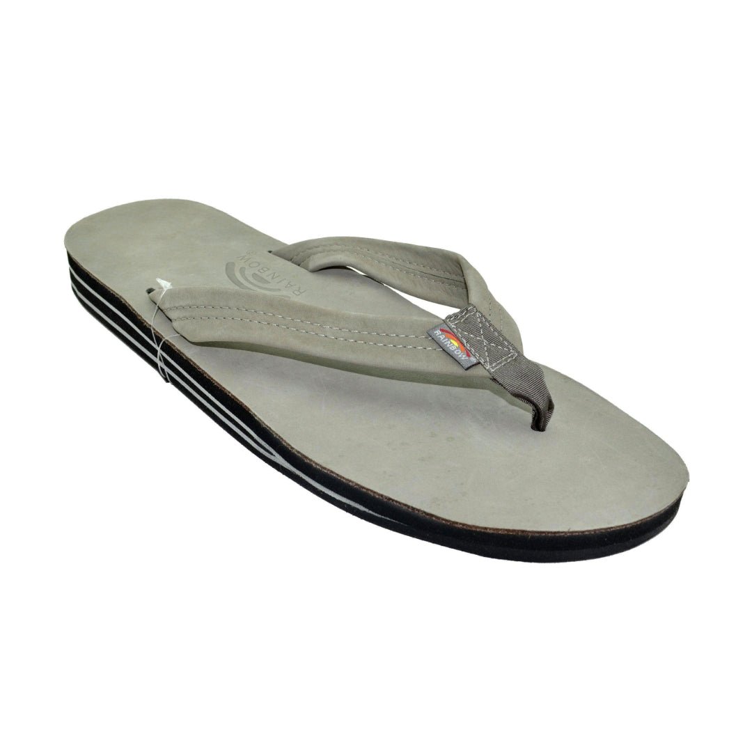 Rainbow Sandals Men's Premier Leather Double Layer Grey Wide Strap Sandal 1