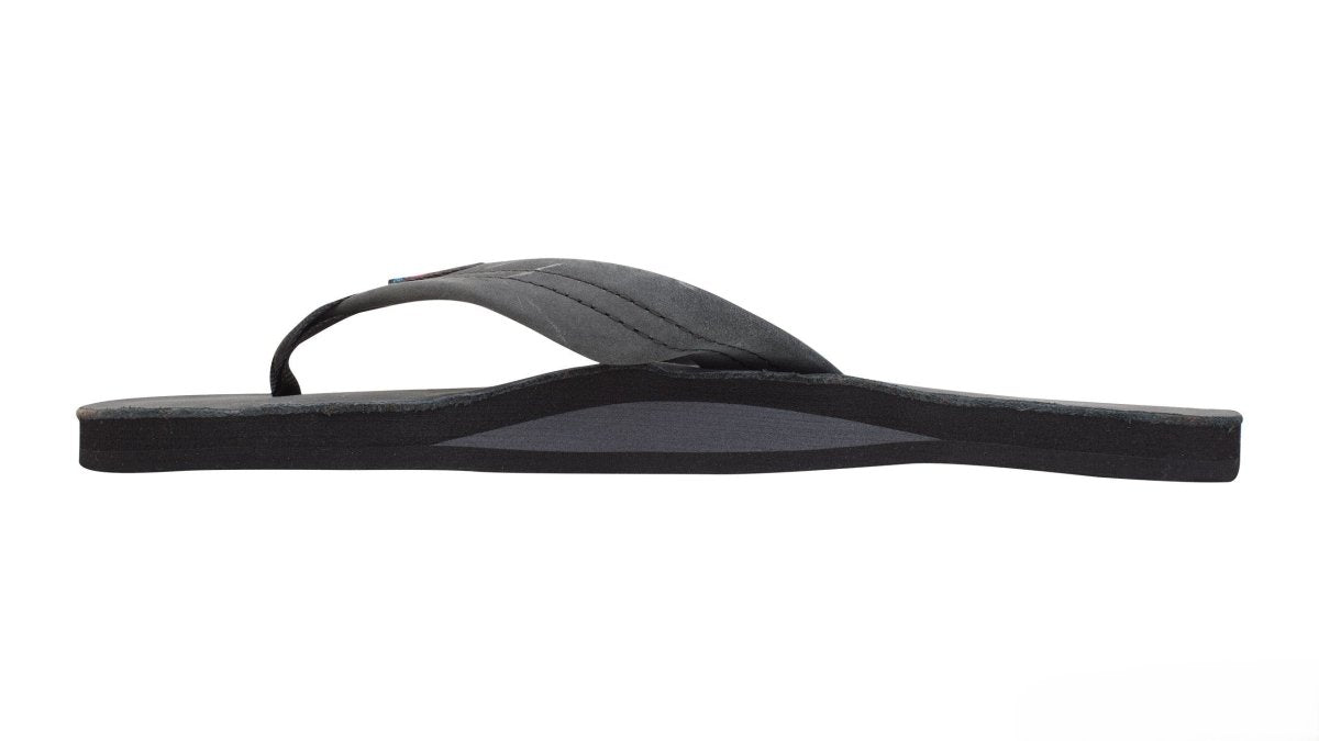 Rainbow Sandals Men's Premier Leather Single Layer Wide Strap Black Flip Flop 4