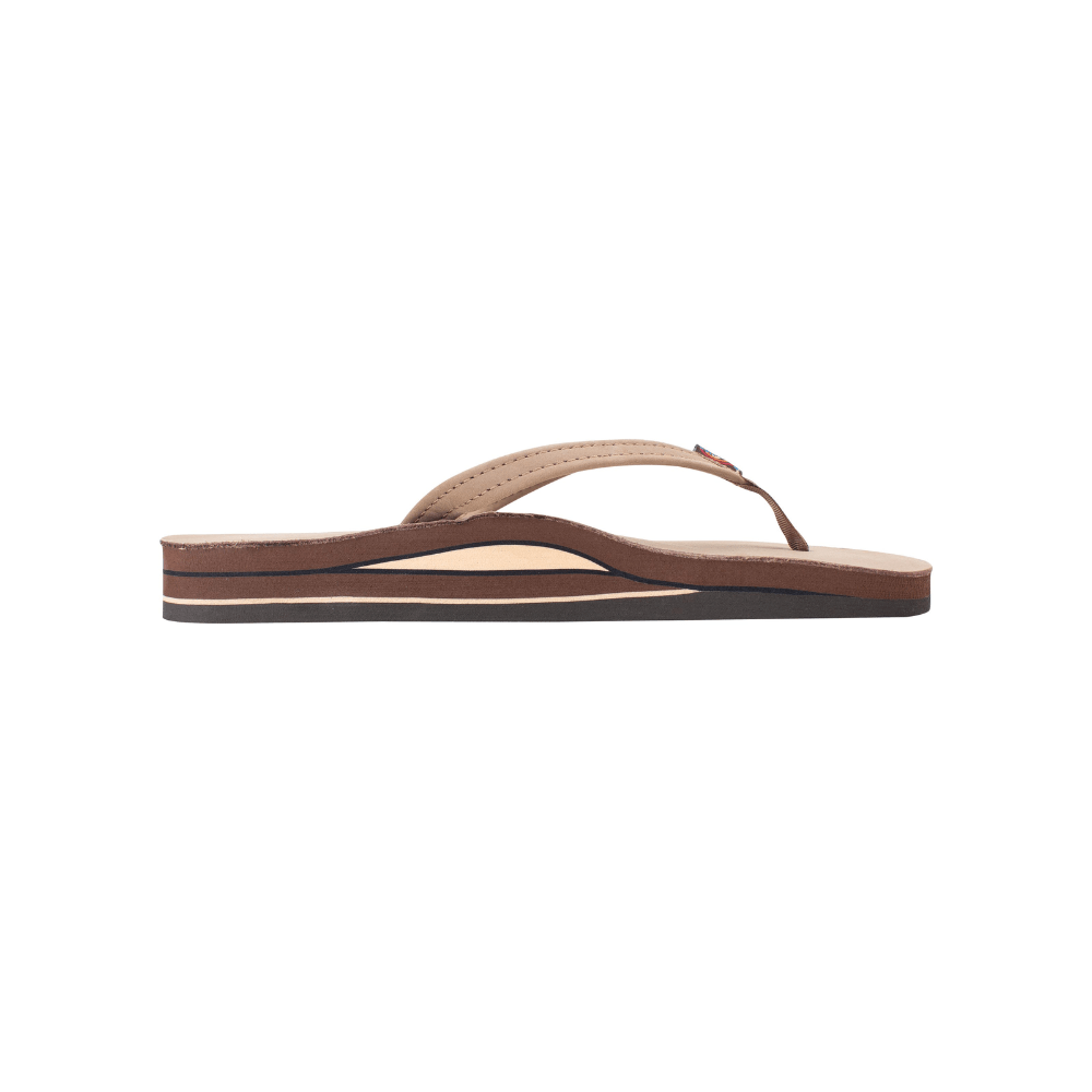 Rainbow Sandals Women's Arch Narrow Strap Double Layers Dark Brown Leather 3